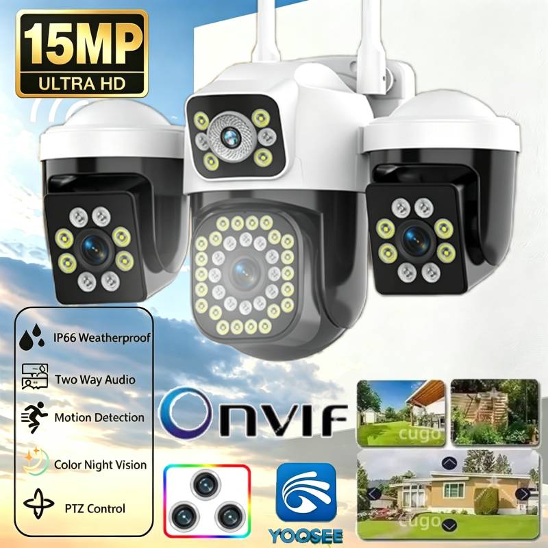 Home Cinema Outdoor - كاميرا أمان خارجية PTZ بثلاث عدسات