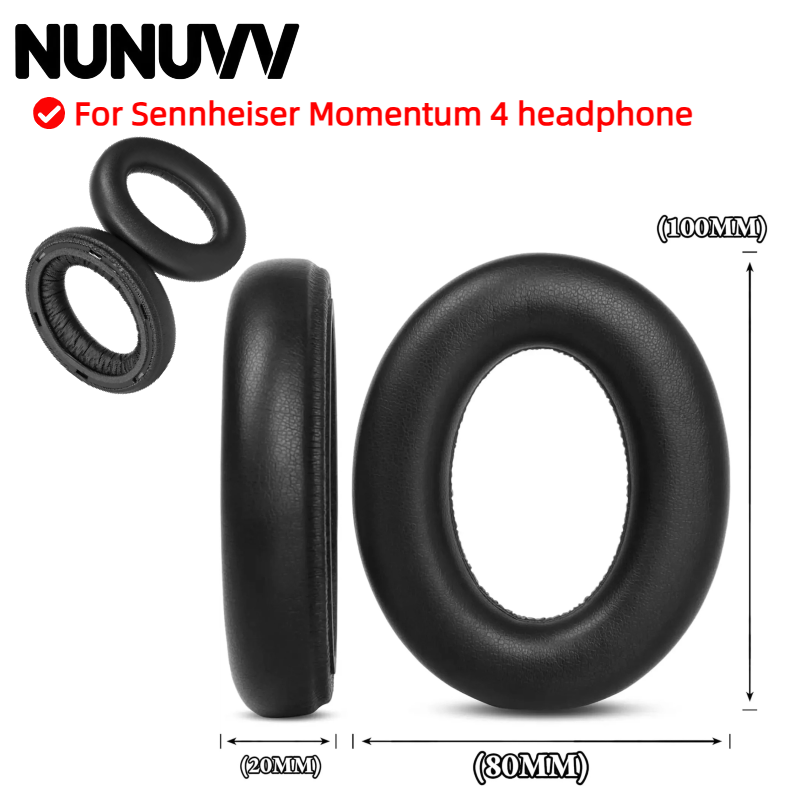 Sennheiser Headphone Momentum 4 - وسائد أذن NUNUVV مع مشبك بلاستيكي
