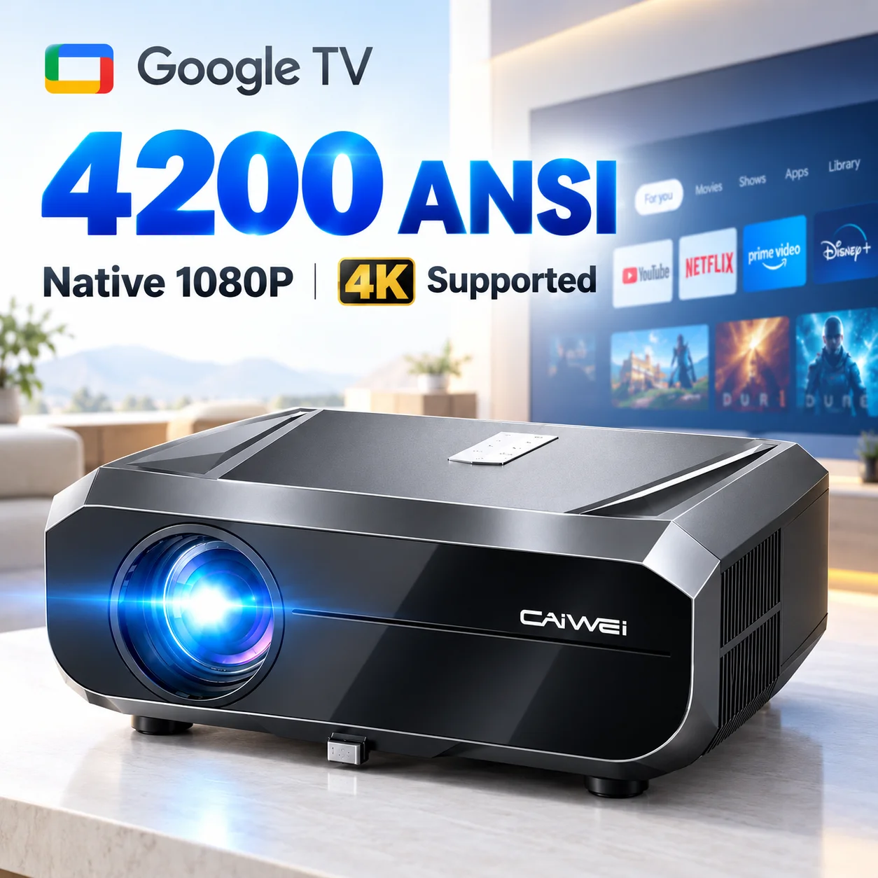 Home Cinema With Wireless Rear Speakers - جهاز عرض 4200ANSI 900D يدعم دقة