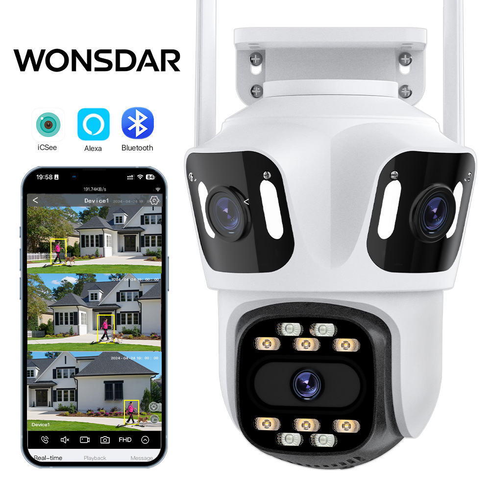 Home Cinema Outdoor - كاميرا WONSDAR ثلاثية العدسات وثلاثية الشاشات،