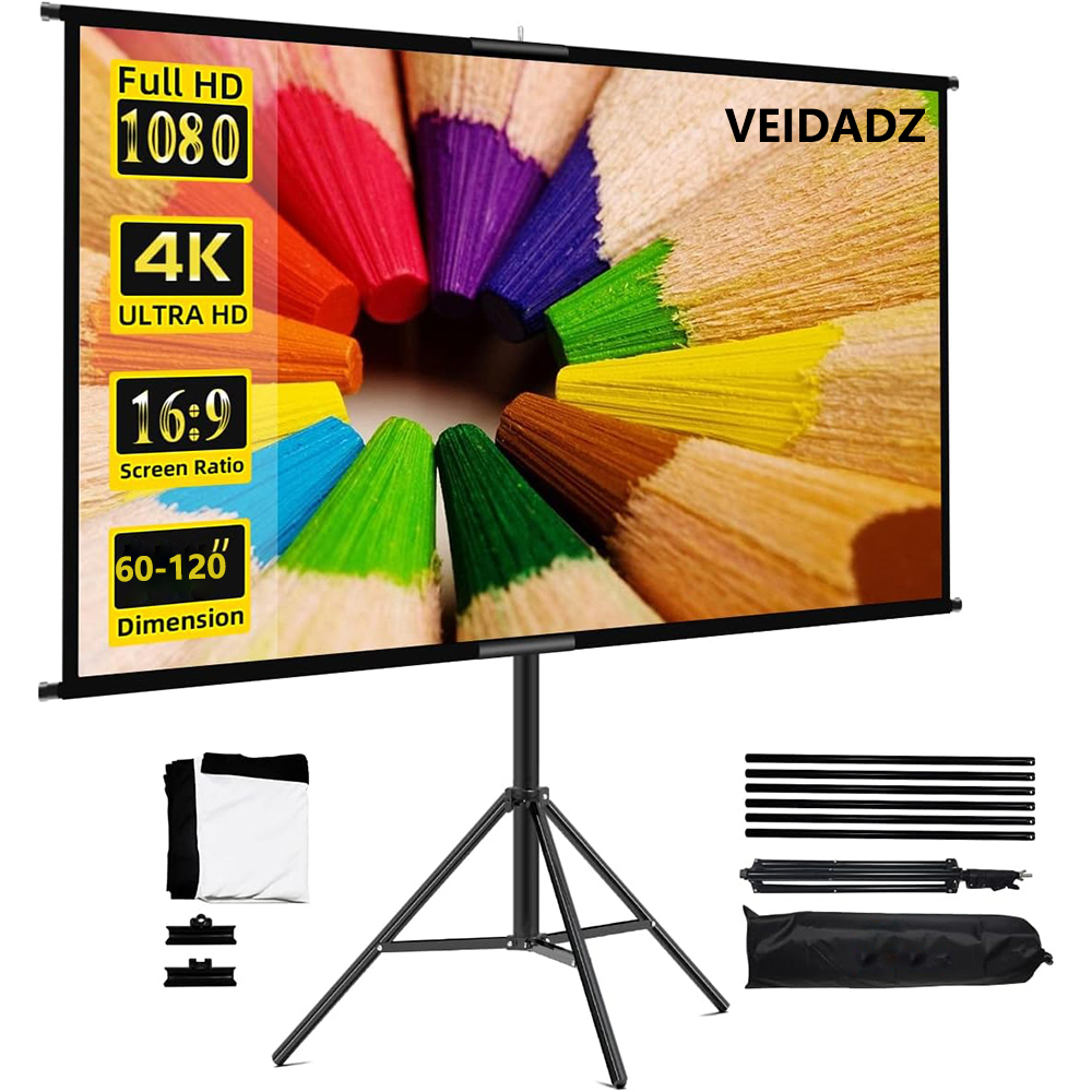 Home Cinema Blanc - شاشة عرض VEIDADZ مع حامل قابل