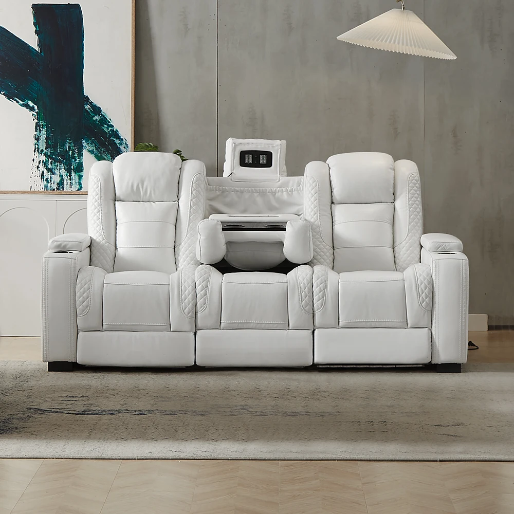 أريكة جلدية بيضاء فاخرة قابلة  - مراجعة Home Cinema Luxury وسعره